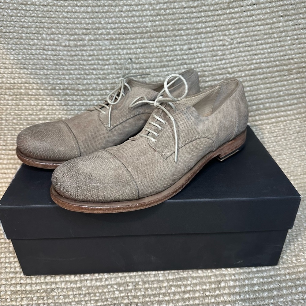 NWT I.N.K Italy Classic Tan/Taupe Distressed Suede Lace-Up Shoes Shoes sz 42
